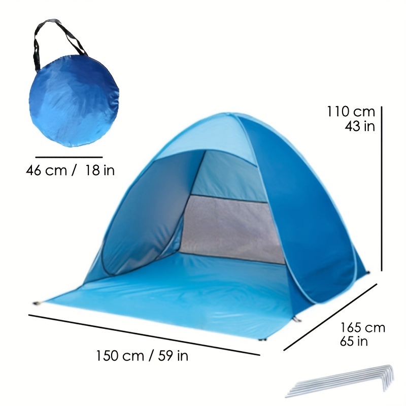 Tente pop-up portable pour 2 personnes - Légère, imperméable en polyester, abri de plage et de camping extérieur toutes saisons avec fermeture à glissière facile, tiges en alliage durables, conception de pied, protection UV UPF 50+, comprend 6 ancrages au sol, abri de plage | Tente facile à installer | Tiges en alliage durables, tentes de plage