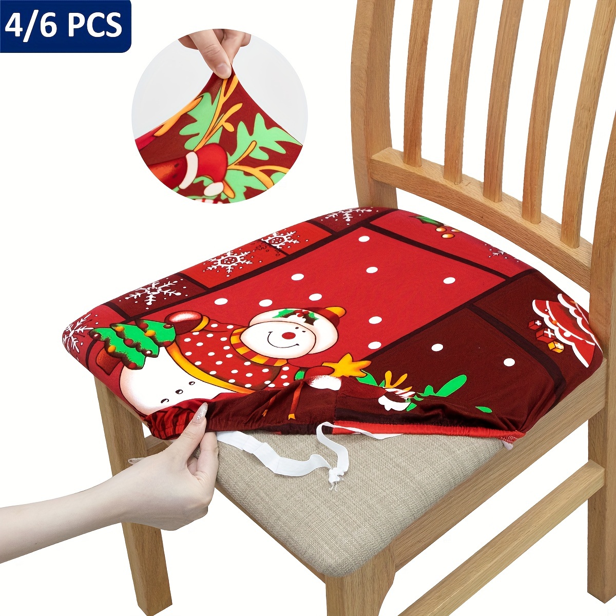 

Christmas Chair Cushion Cover - 4/6 Pcs - 36-46cm (14.2-18.1in) - Soft, , And Machine Washable - Home Decor