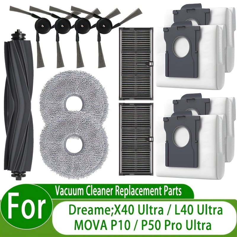 TEMU Kit de 13 pièces de rechange compatibles pour aspirateur-laveur robot X40 Ultra/L40 Ultra/X40 Master/ P10/P50 Pro Ultra - Brosse cylindrique