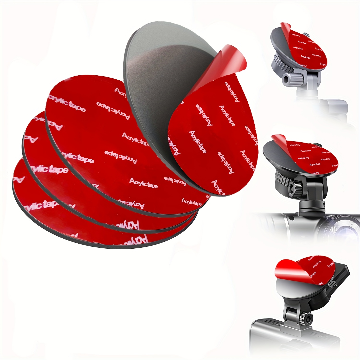Lot De 4 Pastilles Adhésives Pour Caméra De Tableau De Bord Avant Et Arrière, Ruban De Montage Rond Résistant à La Chaleur Pour Fixation à Ventouse, Autocollant 3M Double Face De Rechange