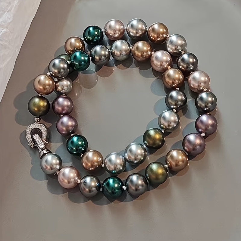 10mm Retro Multicolor Glass Necklace Niche Suitable For Gifting Daily Versatile Party