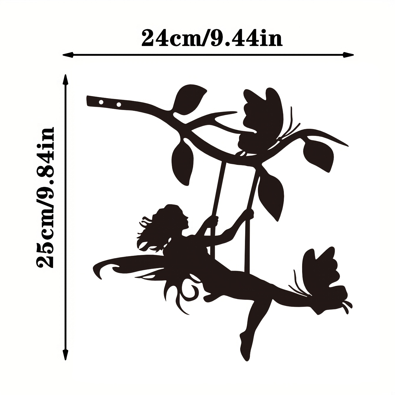 Image of Iron Silhouette Metal Wall Art Of A Swinging Elf On A Tree Branch, Suitable For Home Garden Patio Outdoor Sculpture Decoration, Perfect Birthday Gift, New For Home Opening Gift, Patio Art Decoration