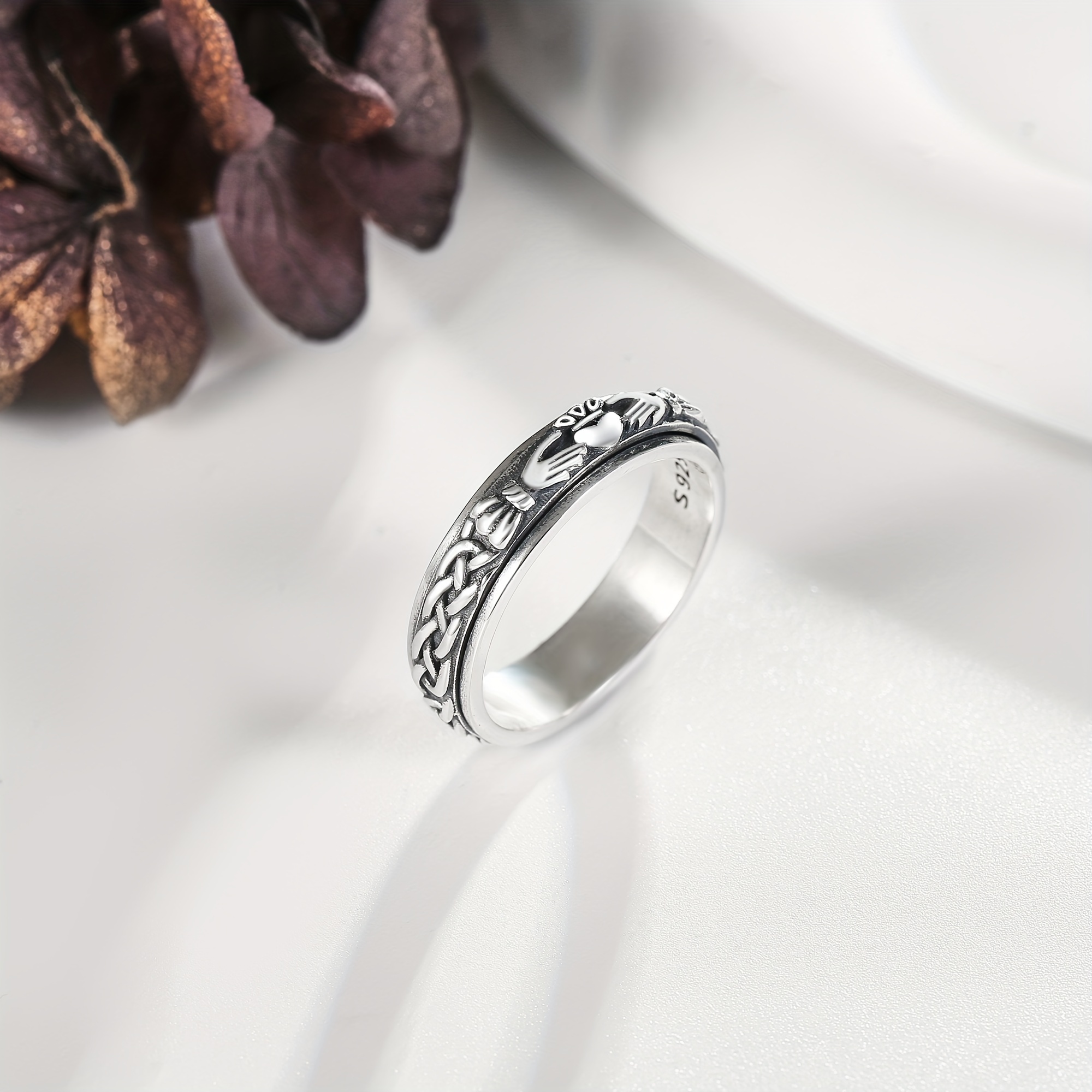   fidget spinner ring 925 sterling silver celtic knot anxiety jewelry for women men and girls   love   for mom and wife Product details 4