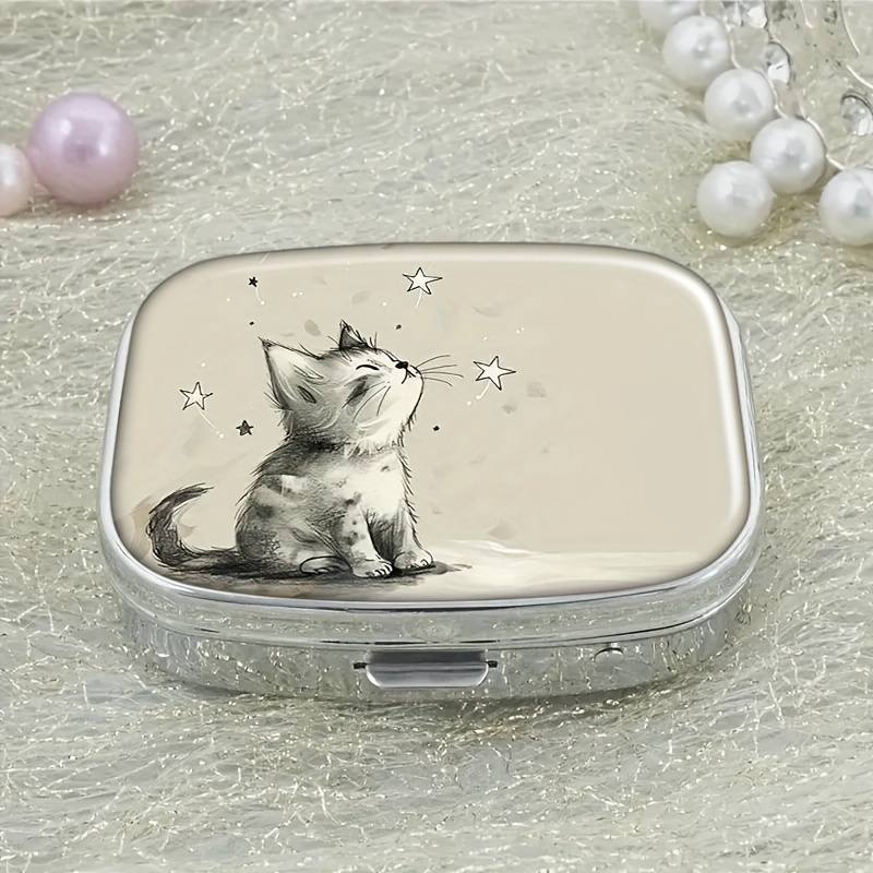 

2-compartment Pill Case - Compact & Decorative Medicine Organizer For Purse Or Travel