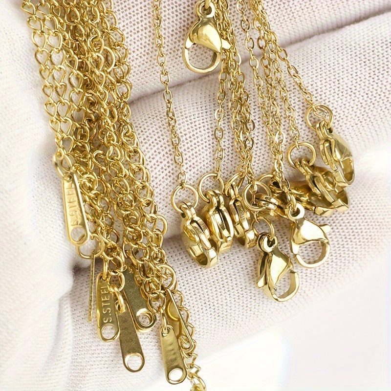 

10pcs Golden Silver Stainless Steel Cross Chain With Lobster Clasps For Diy Necklace Jewelry Men Women Chain Accessories Daily Wear