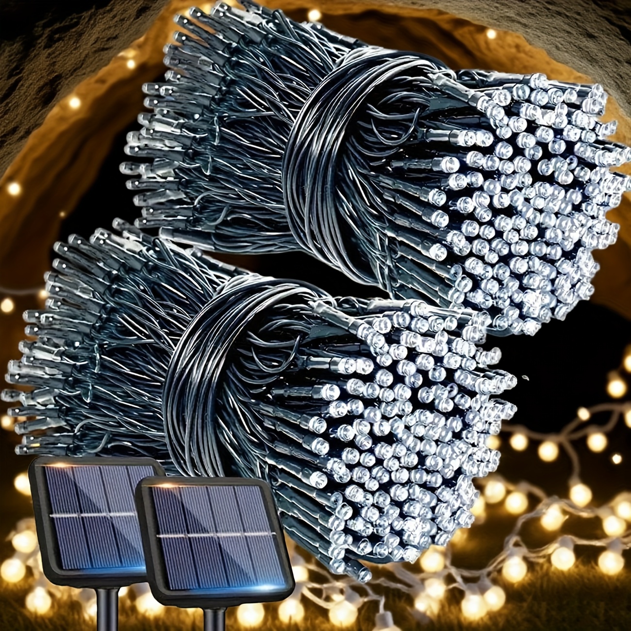 TEMU Upgrade Outdoor Solar String Lights 2 Pack Total 140ft 400led String Lights Outdoor With 8 , Outdoor Solar Flashing Lights, Garden Tree Party