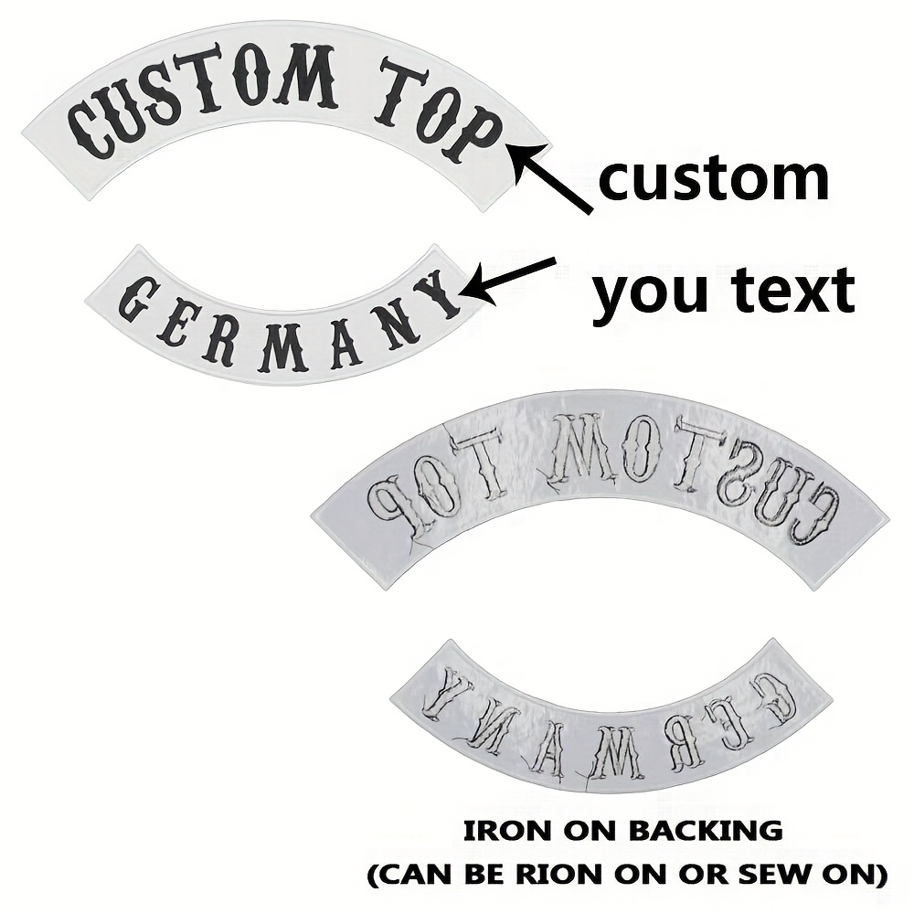 TEMU 2 Large White Horizontal Banners, Custom Embroidered Name Patches, Personalized Text Fabric Patches For Clothing And Leather Jackets