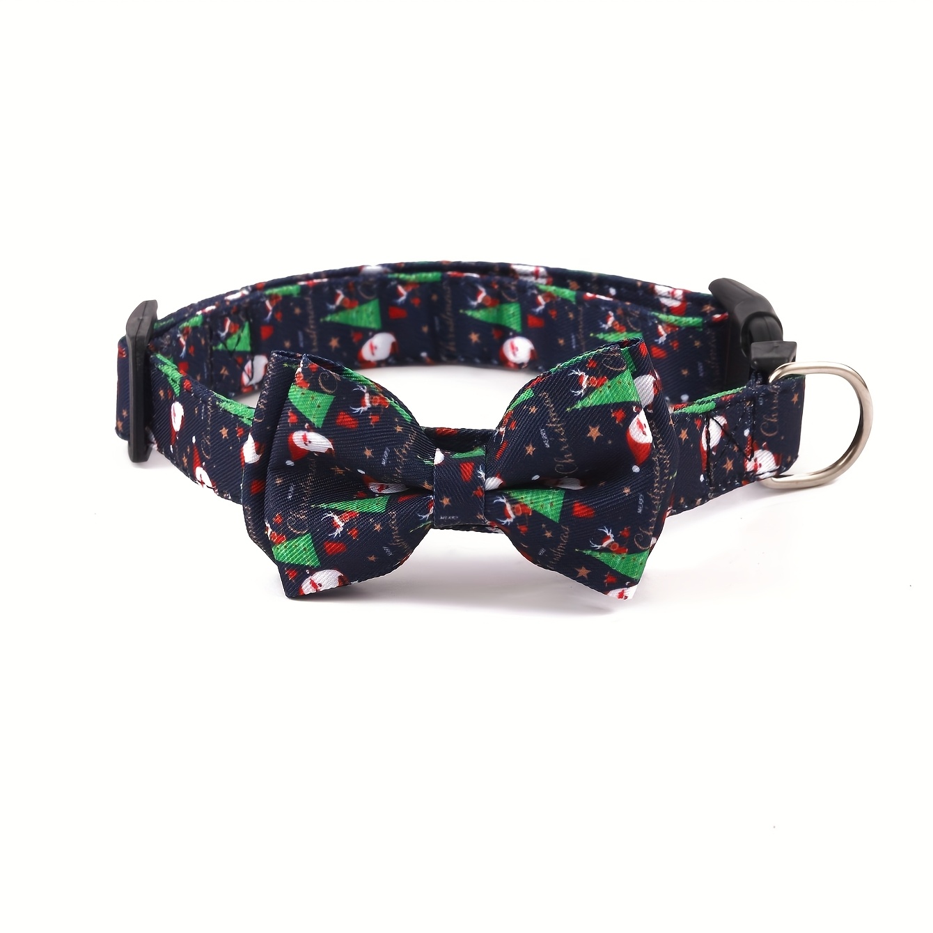 Christmas Style Dog Collar with Removable Bow, Adjustable Size