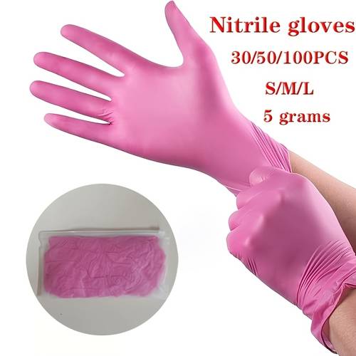 30 50 100 pack disposable nitrile gloves 9 inches long 5g per glove suitable for household cleaning pet care hair dyeing dust free and latex free sizes stylish household cleaning gloves designed for kitchen