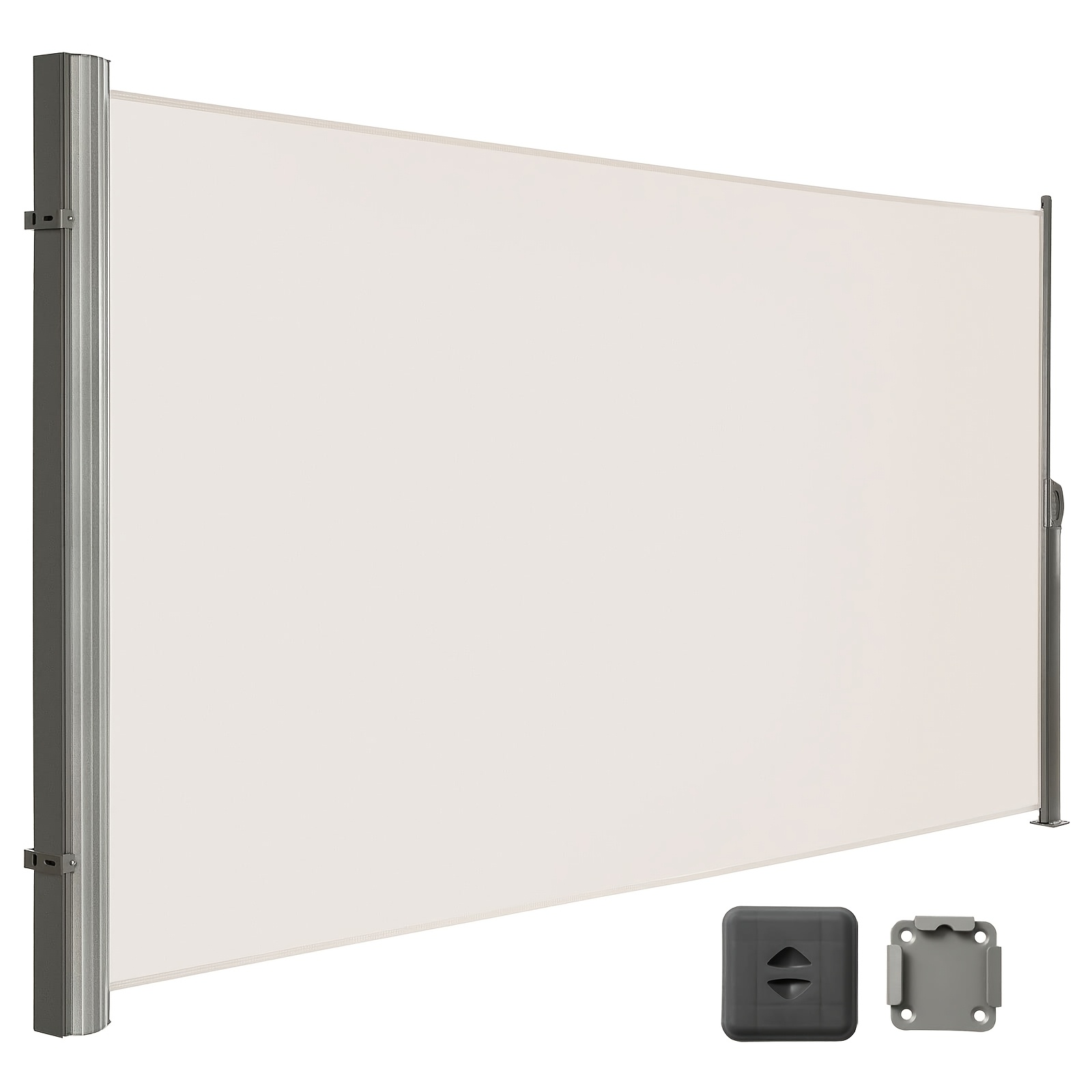 Retractable Privacy Screen, 190 Cm Patio Side Awning, Aluminum Frame, Suitable For , Patios And Gardens, Black, Beige