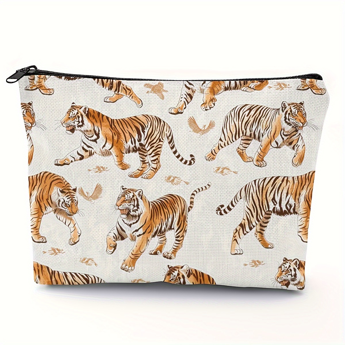 

1pc Cute Tigers Print Makeup Bag Tiger Stuff For Woman Teen Animal Lovers Tiger Print Stuff Tiger Themed Travel Accessories Bag Mother's Day Christmas Birthday Gift Ideas