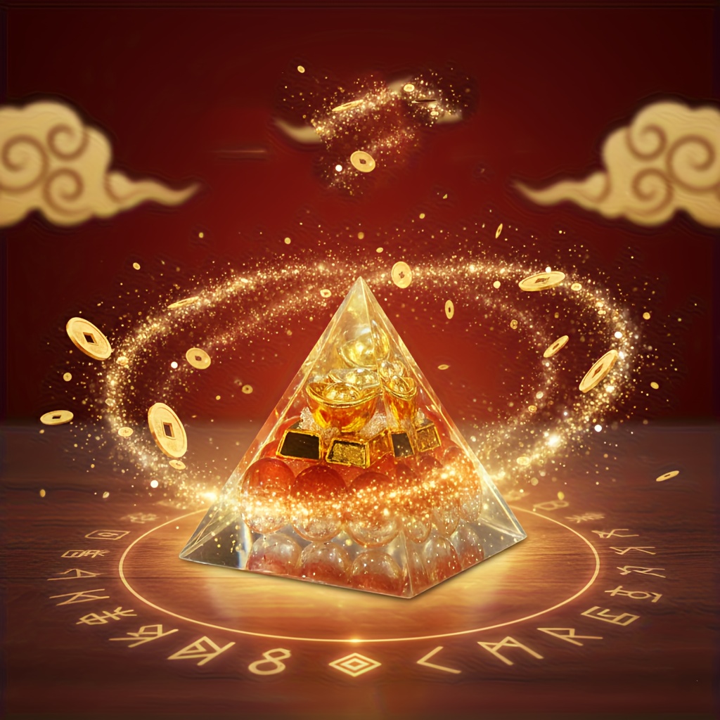 Golden Pyramid Crystal Orbs: Wealth &