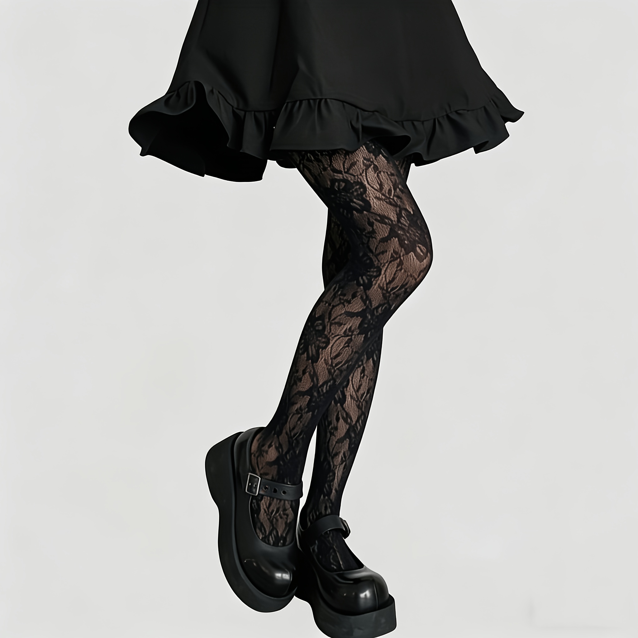 Image of A Pair Of Women's Lace Sheer Tights, Jacquard Base Layer Stockings, Fashionable And Versatile High-end Jk Pantyhose, Suitable For Daily Use