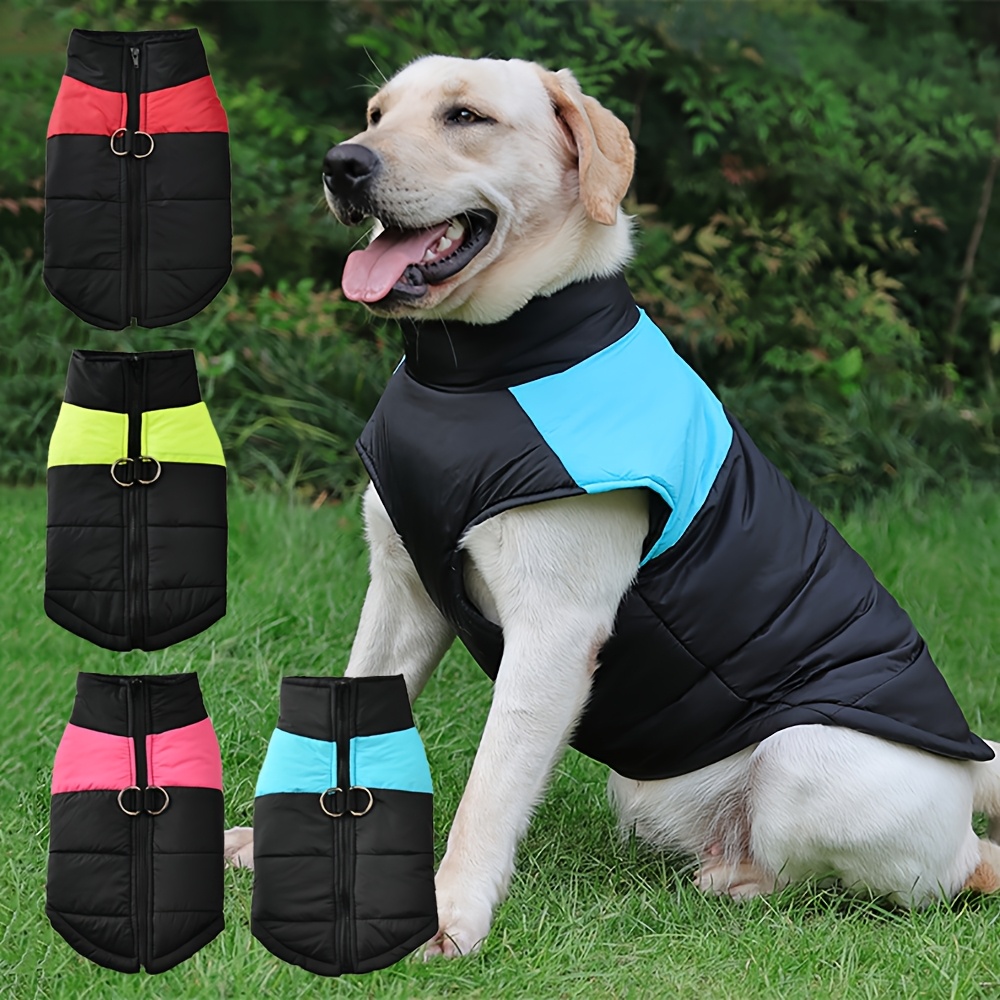 

Waterproof Colorblock Pet Jacket - , Fleece-lined Ski Coat, Cotton-filled, Zipper Closure