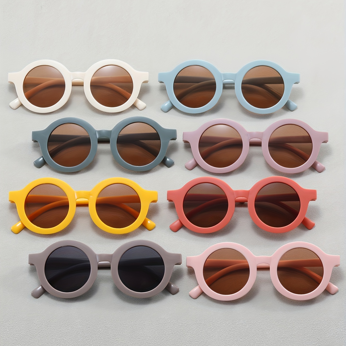 

8-pack Kids Round Fashion Glasses - Pc Lens For Hiking, Wear - Unisex Children' Eyewear For 3-14 - Lightweight Polycarbonate Frame & Decorative Lenses