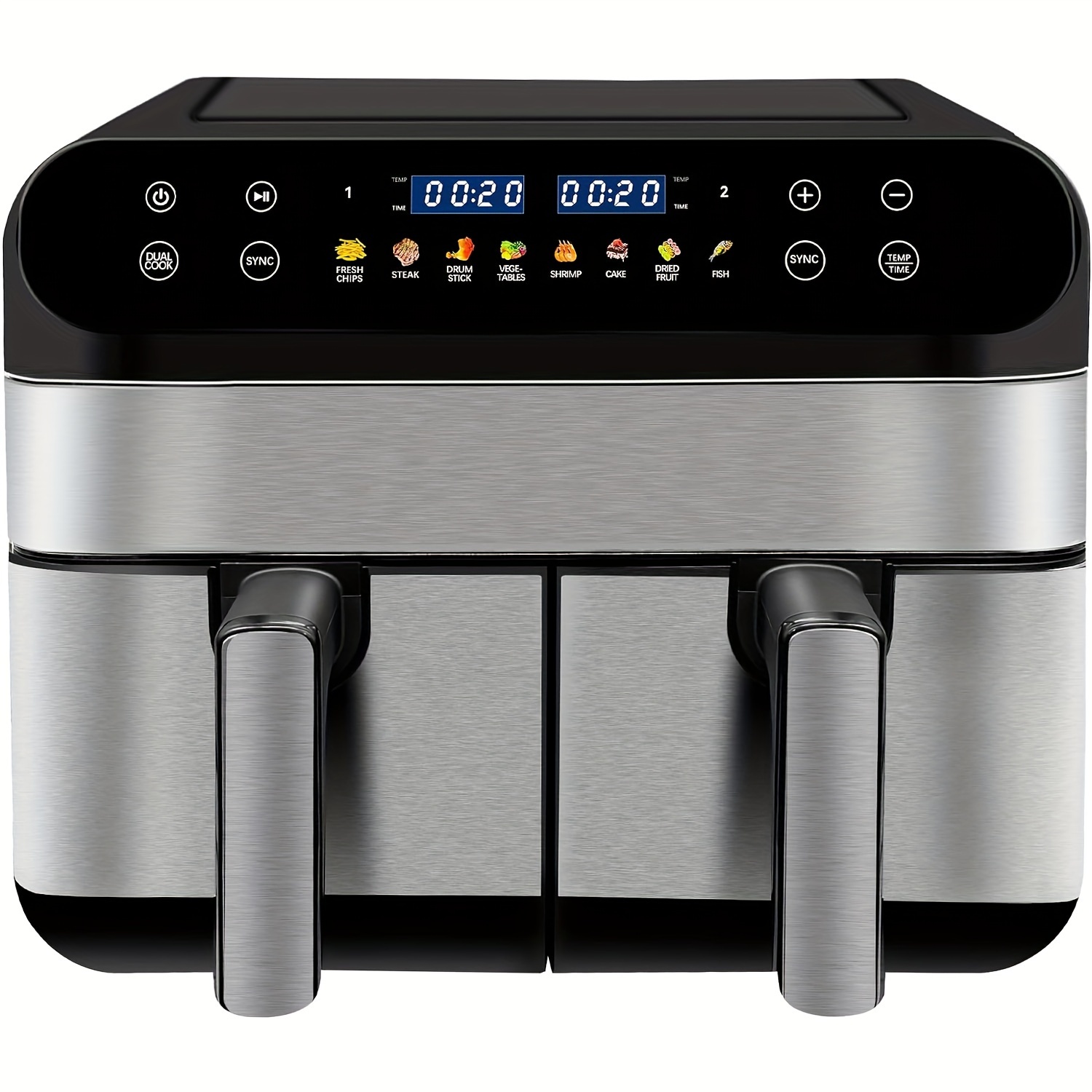 TEMU Fryer, 9l With .5l Independent Baskets, Air Fryer, Family Size Healthy Oil-free Air Fryer Oven, With Cookbook & 10 & Digital Led Display, 1800w