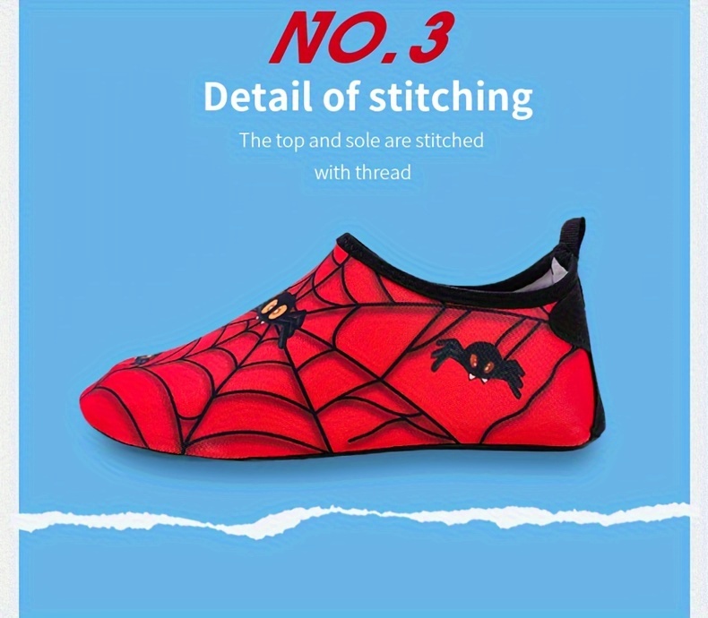 Spider Boy Beach Shoes Red Wading Shoes Lightweight Water Shoes Beach Swimming Girls Water Shoes Swimming Surfing Summer Youngsters's Cartoon Cute Three Spider Webs