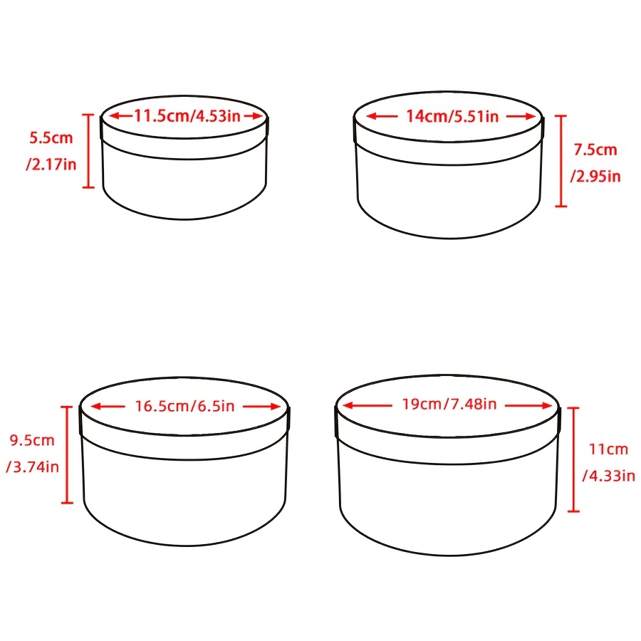 4pcs Classic Red Round Jewelry Box with Lid