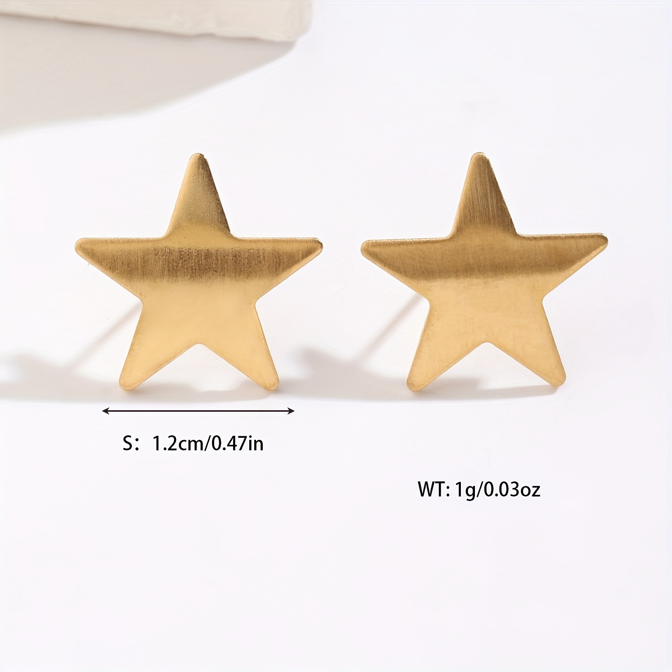 Golden Silvery Stainless Steel Five-Pointed Star Stud Earrings