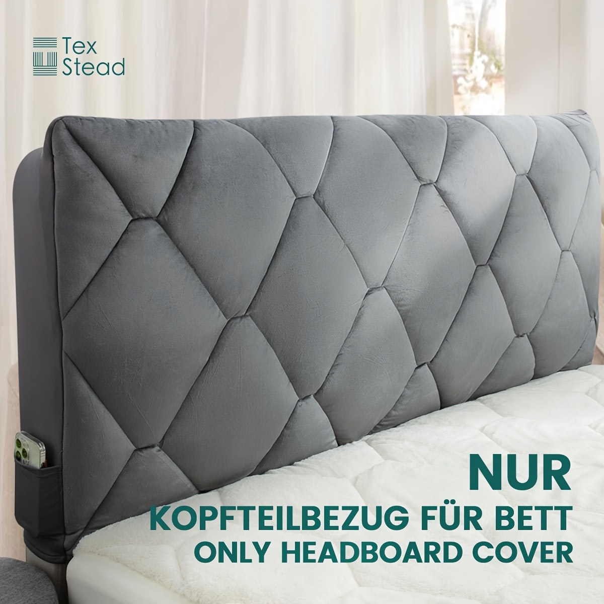 Kopfteilbezug Samt - Dehnbarer Bettbezug | Bettdekor Kopfende