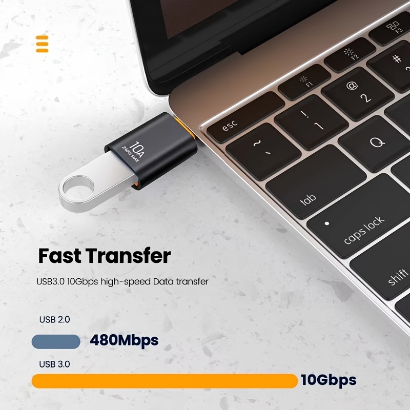 Set Of 2pcs 10A OTG USB 3.0 To Type C Adapters, Including 1*Type C Female To A Male Charging Converter And 1*USB C Male To USB 3.0 Female OTG Adapter, Suitable For Xiaomi, Laptops, Apple Watch, Electronic Devices, AirPods, And Car Use