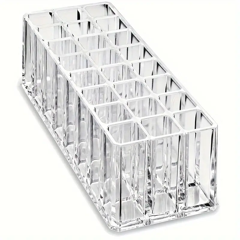 24 compartment acrylic makeup organizer freestanding plastic storage box for lipstick eyebrow pencil and brushes portable no electricity needed easy to saving design for home and bedroom accessories Product details 1