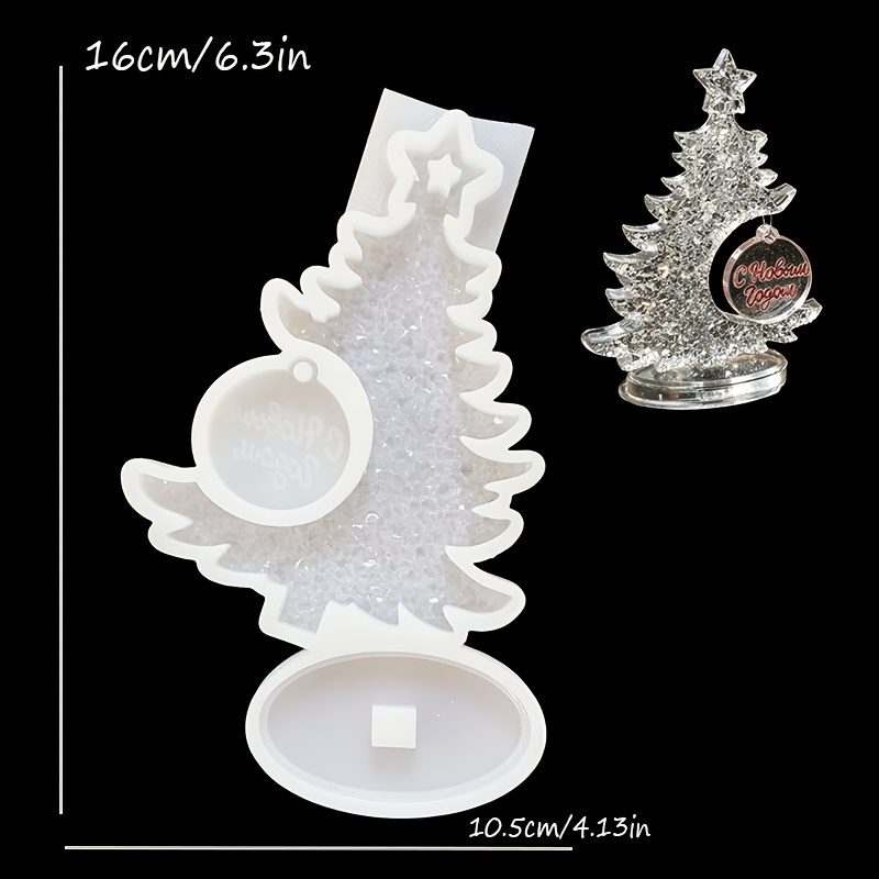 TEMU Stampo in silicone resina, albero di Natale diamante con ciondolo , stampo in silicone per ornamenti natalizi in gesso resina, ornamento a ,