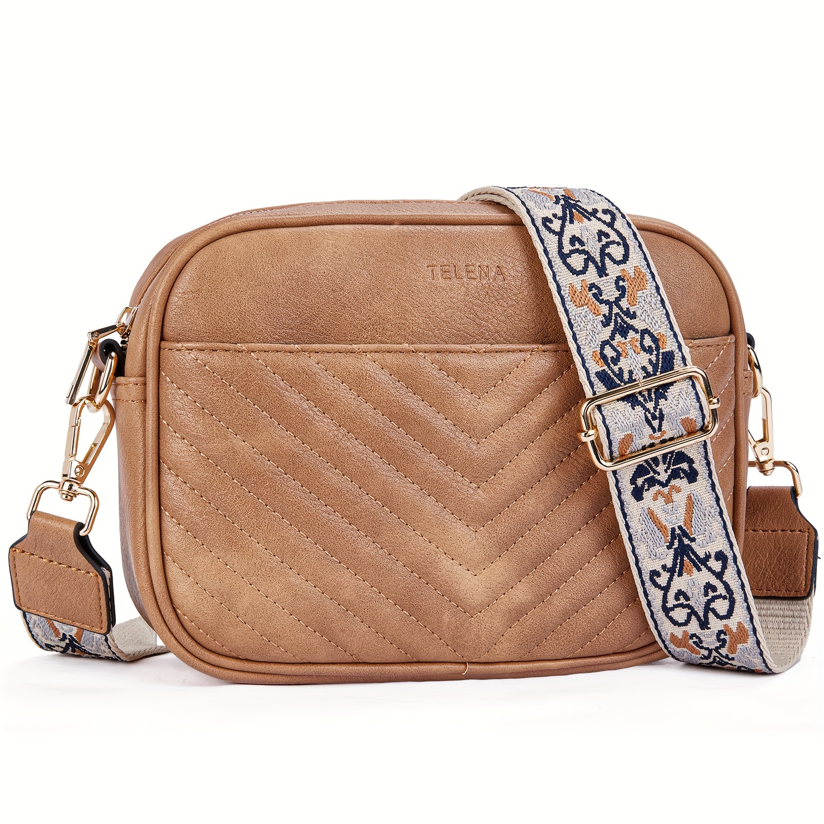 

Quilted Crossbody Bags For Women, Trendy Quilted Shoulder Bag, Vegan Leather Camera Bag Purse With Wide Shoulder Strap