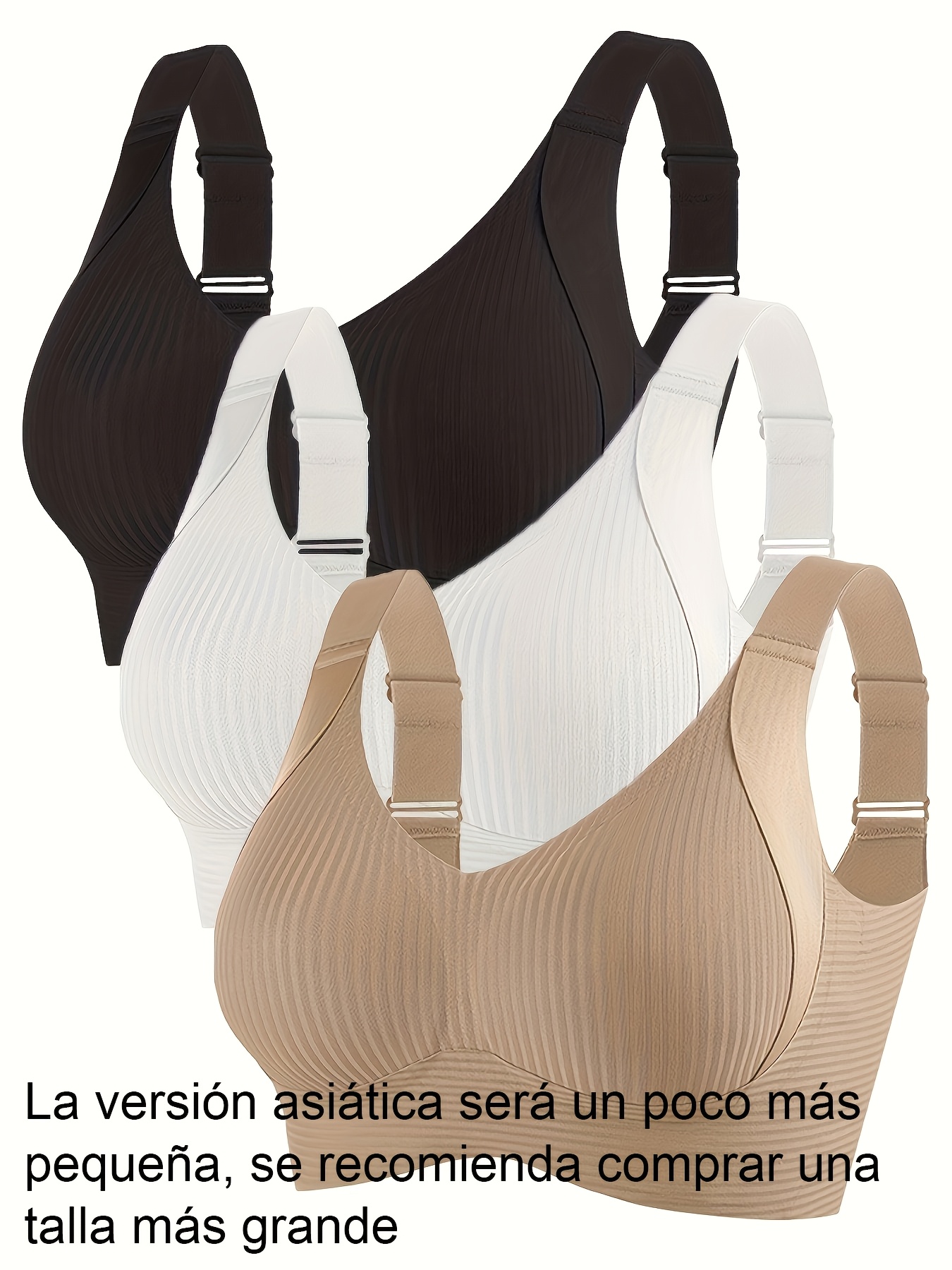 [conjunto de     de 3 piezas] conjunto de 3 piezas, esselegance ajustable push-up cierre trasero sin costuras sin aros    