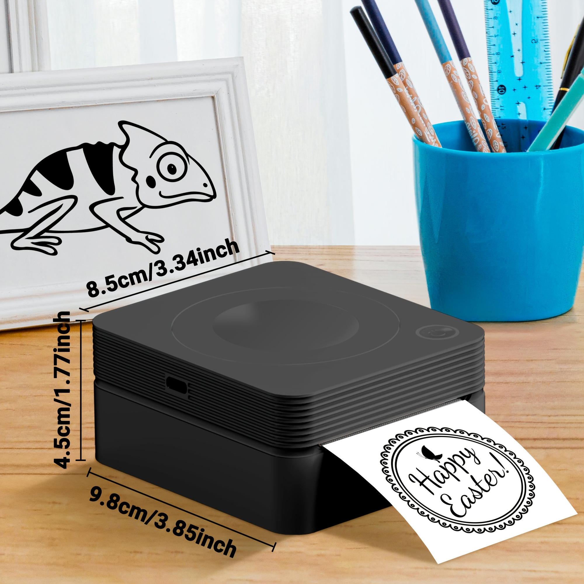 TEMU [mini Thermal Printer] Wireless Mini Thermal Printer, Pm230 Sticker Printer With 1 Roll Of Thermal Paper | Intelligent Portable Receipt Printer,