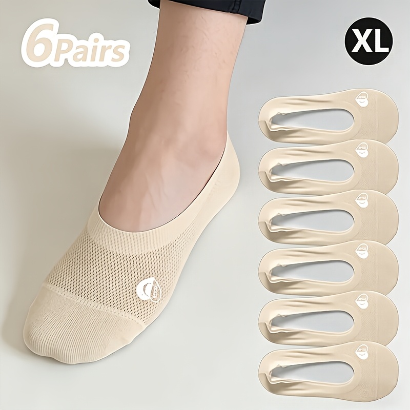 TEMU 6-pair Spring/summer Breathable, Non-slip, Sweat-absorbent, Comfortable, Cute Mesh Socks, Invisible Socks, Floor Socks In Sizes (m&xl), For