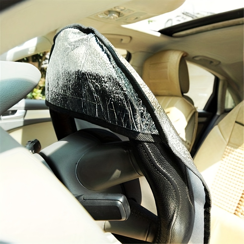 Image of 2pcs, Car Steering Wheel Sun Visor Cover, Universal Sun Visor Cover For All Models, Keep Cool And Protective Cover, Car Steering Wheel Cover