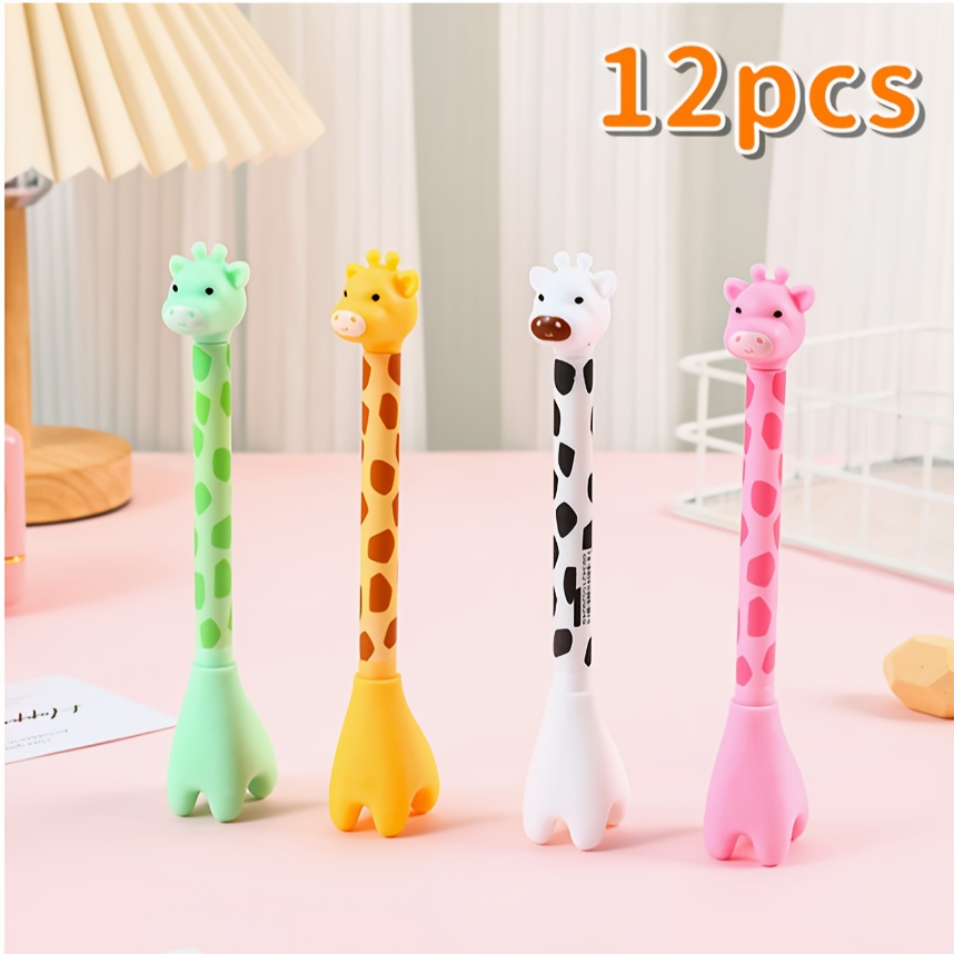 12 cute giraffe gel pens stylish and realistic design smooth black ink   for   back to school stationery kawaii supplies   writing tools Product details 3