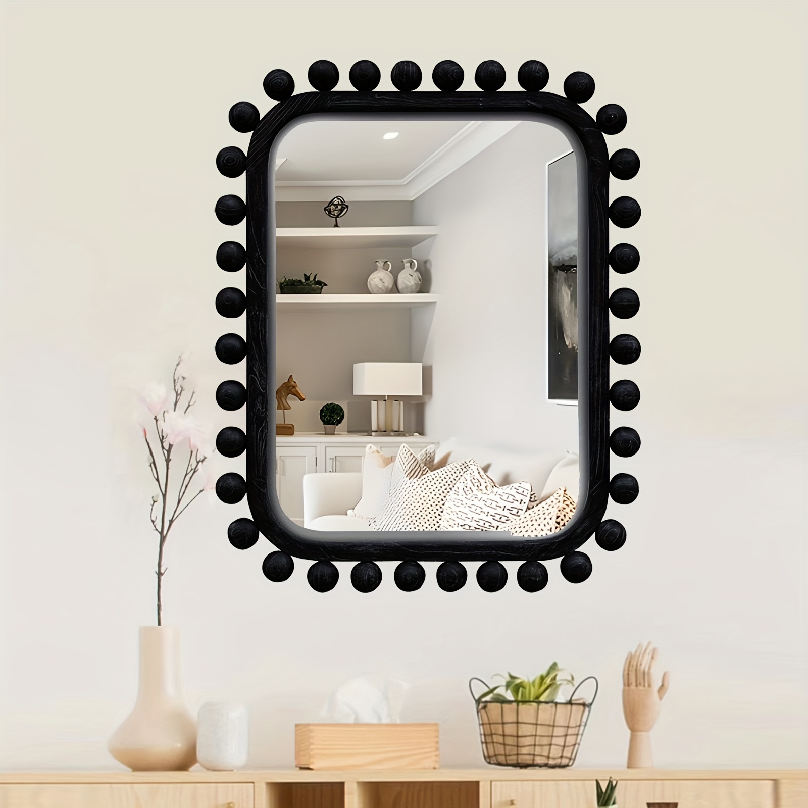 Espejo redondo de madera de 30 pulgadas para decoración de pared, espejo de  pared de granja, sala de estar, espejo circular con marco de madera