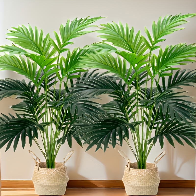 

2pcs Lifelike Artificial Plants In Woven Baskets - Home, Office, Garden Decor & Weddings - Plastic Greenery, Ideal For All & Holidays