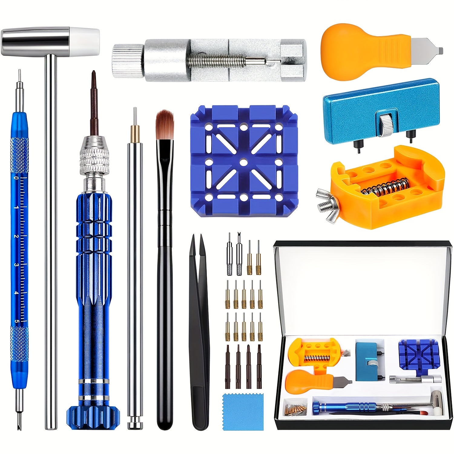 E-shop Uhrenreparatur-Set, für Batteriewechsel & Gliederentfernung und -vergrößerung & Uhrenöffner, Uhrenschraubendrehersatz, Uhrenschraubenschlüssel