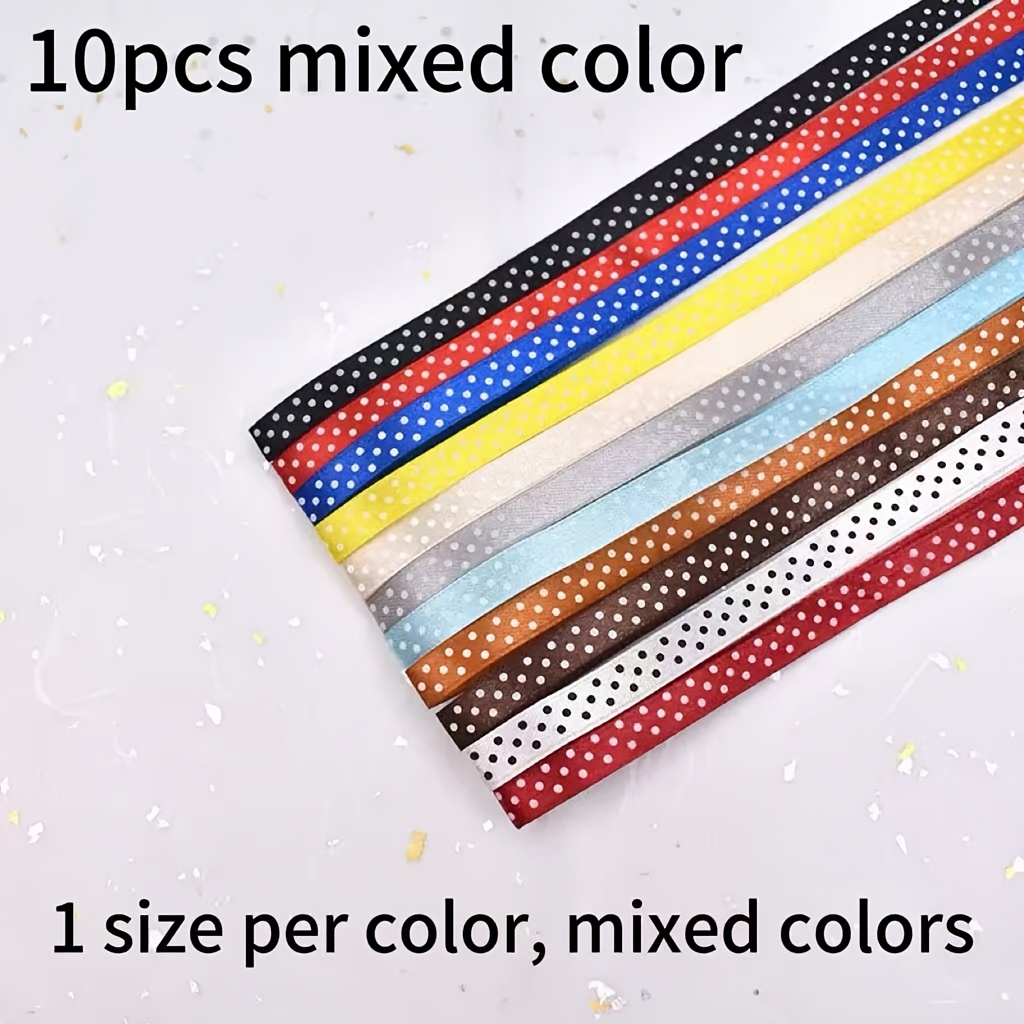 TEMU Set di 10 nastro di raso a , larghezza 1 cm (0,39 pollici), 1 ciascuno, colori assortiti, nastro grosgrain per confezioni regalo, creazione di