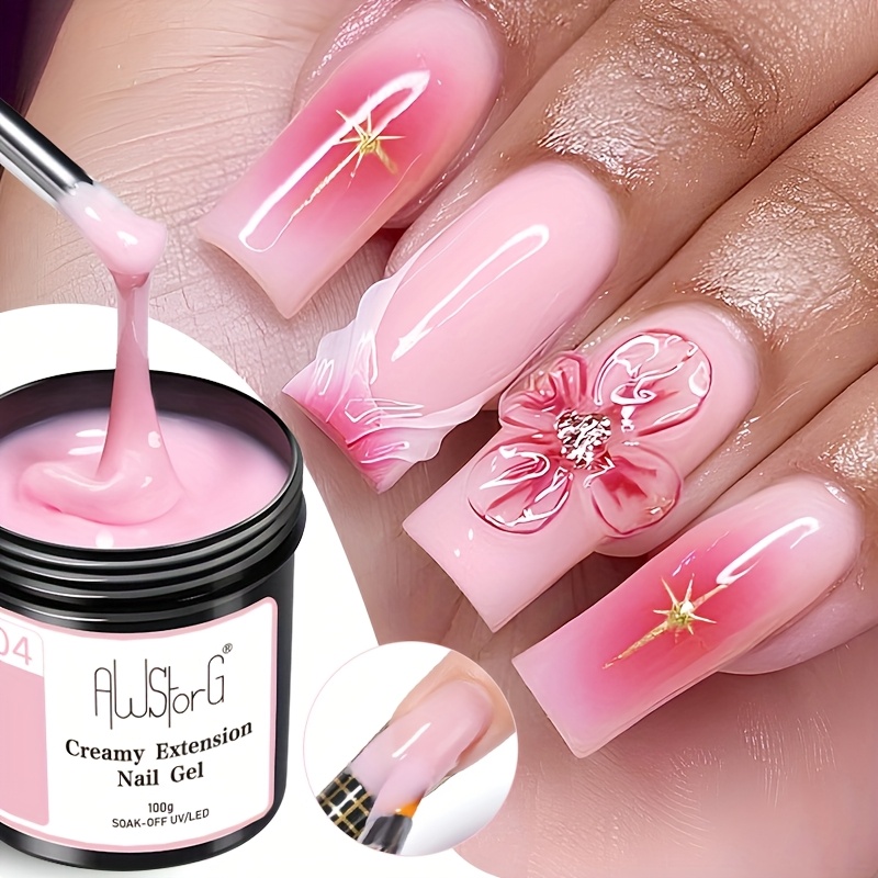 Kit 4 Pots De Gel De Construction Ongle UV - Transparent Et Rose - Pour Extensions, Marque GZSYY