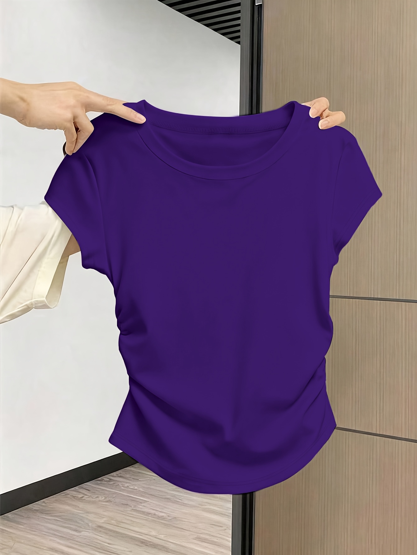 womens casual solid   t shirt summer versatile top