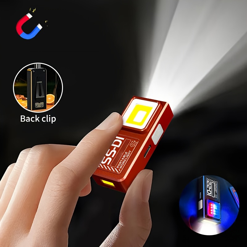 1 mini   led flashlight usb rechargeable magnetic base   emergency light 4 lighting   red and blue warning cob side light multi functional emergency light  