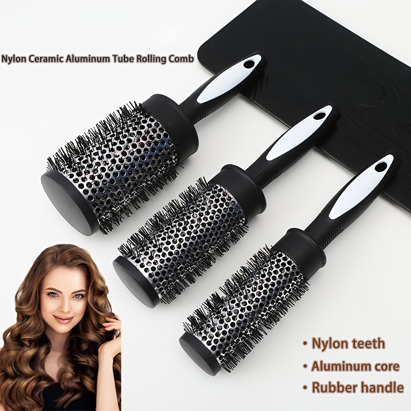 

-piece Set, Two-piece Set, Single Pack. Hair Styling Curling Brush With Heat-conducting Aluminum Tube, Bangs Hair Styling Tools, Nylon Comb, Round Curling Brush, Used For Blow-drying And Styling Hair.