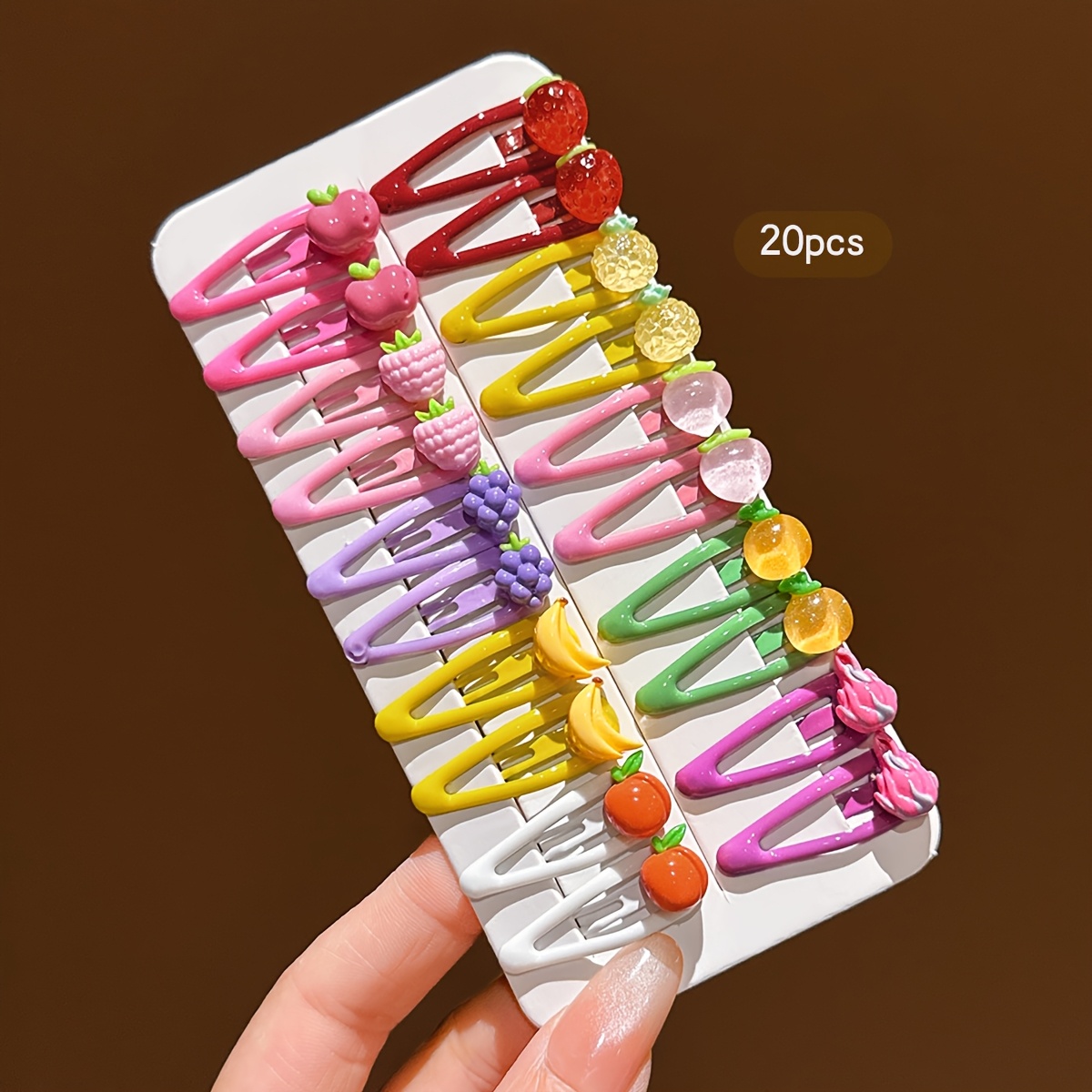 TEMU Élastiques à cheveux colorés à de fruits, 20 styles aléatoires, pinces à cheveux de style adaptées à un , accessoires pour cheveux et coiffures