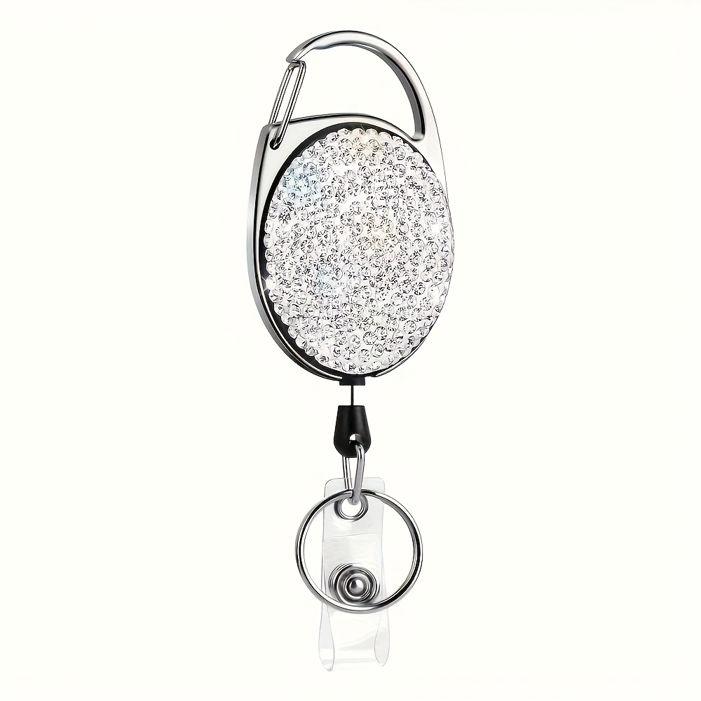 E-shop 1 Stück Funkelnder Ausziehbarer ID-Namensschildhalter, Bling Arbeitsausweis-Badge-Reel, Modischer Strass-Badge-Träger für Tasche oder