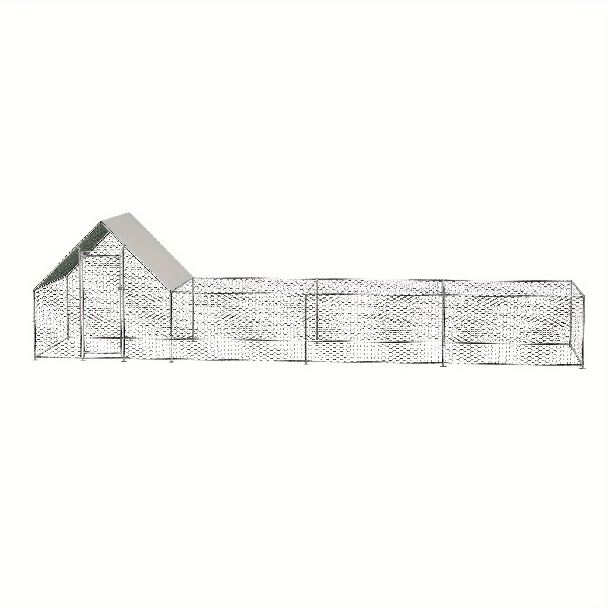 TEMU 26' X 6.7' X 6.6' Ft / 16 X 3 Ft / 10 X 3 Ft Large Metal Chicken Coop, Walk-in , Galvanized Wire Poultry Chicken Hen Pen Cage, Cages With And