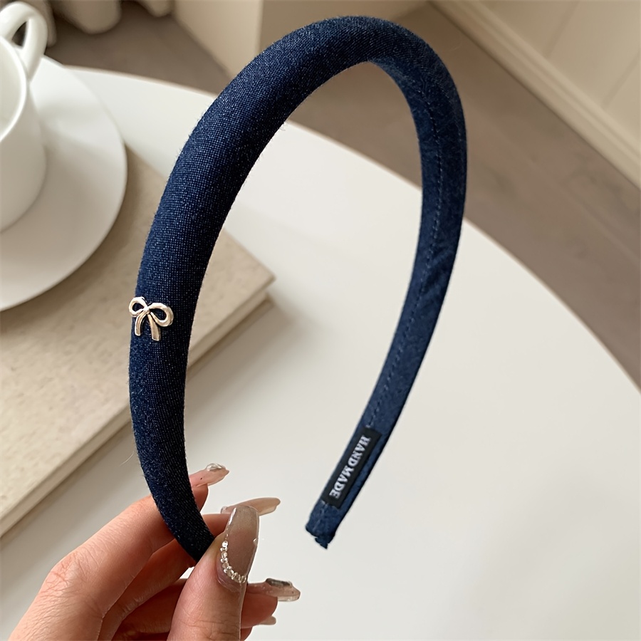 1pc All-match Bow Cow Horn Headband Women's 2024 Niche Premium Face Washing Headband