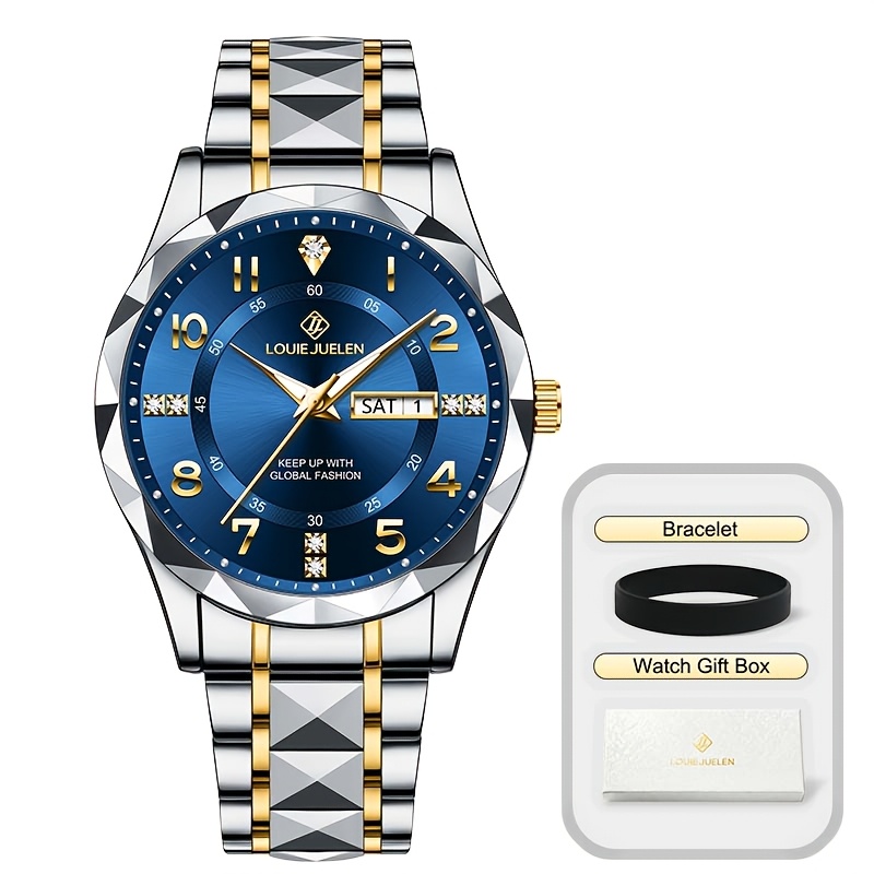 3pcs Men's Watches Business Gentleman Watch Luxury Dial Fully Automatic Men's Watch Valentine's Day Gift For Him, Without Battery