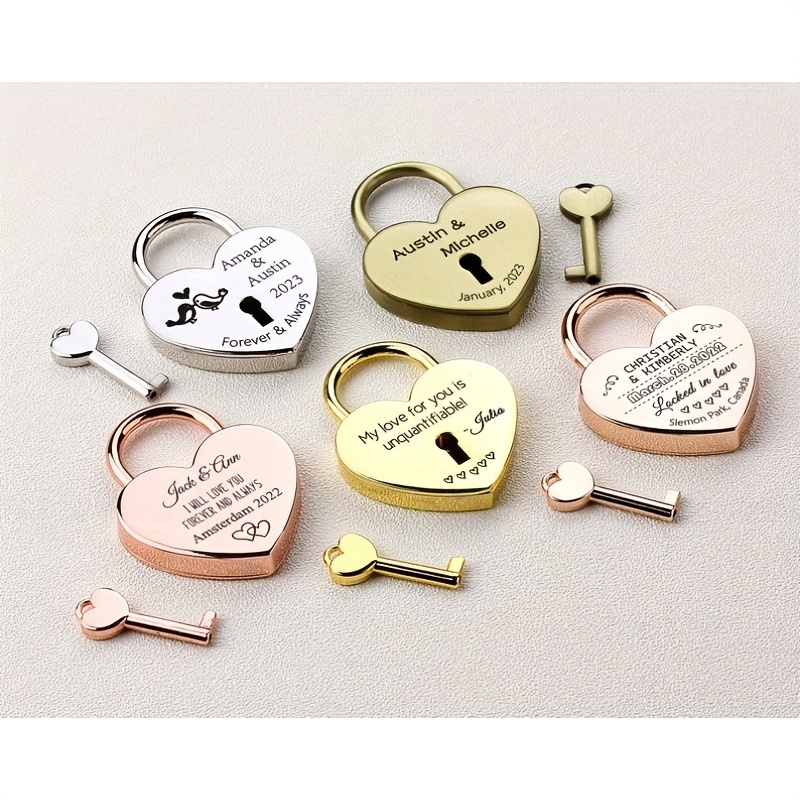 

Customized Engraved Heart-shaped Key Locks, Personalized , Romantic Padlocks, Custom Wedding Engagement Anniversary Gifts For Couples, Honeymoon Gifts.