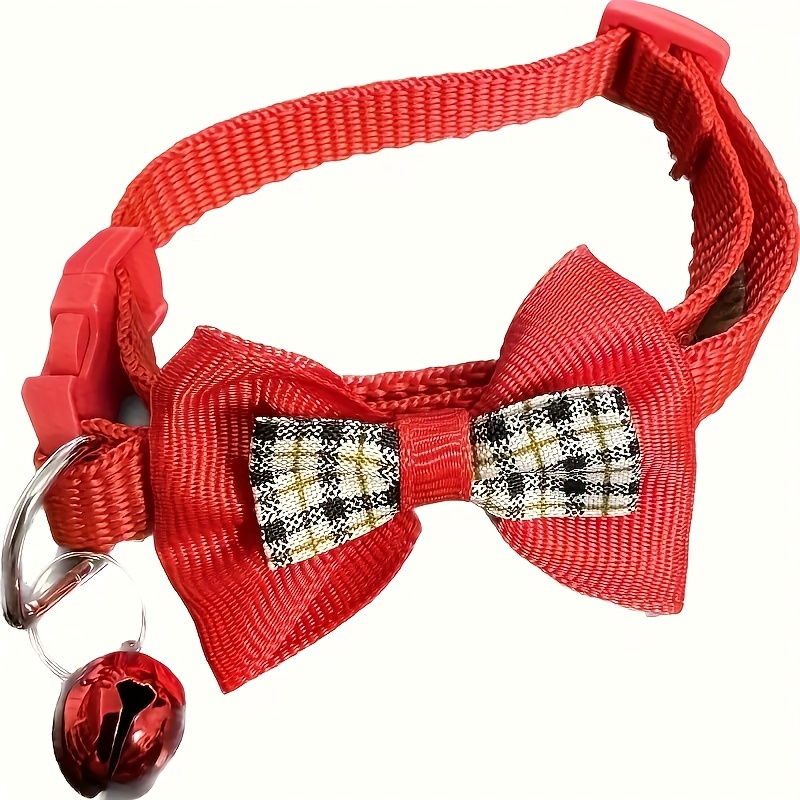 TEMU Cat And Dog Bow Collar, Adjustable Small Cat And Dog And Bow, Pet Collar Accessories, Without Battery