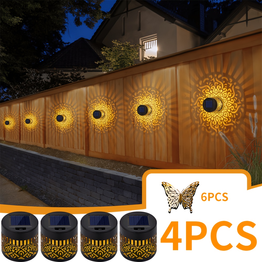 TEMU 1/2/4pcs Of Solar Fence Lights With A For Outdoor Walls, Featuring Ip65. Metal Solar Deck Step Lights Are Perfect For Courtyard Decoration And