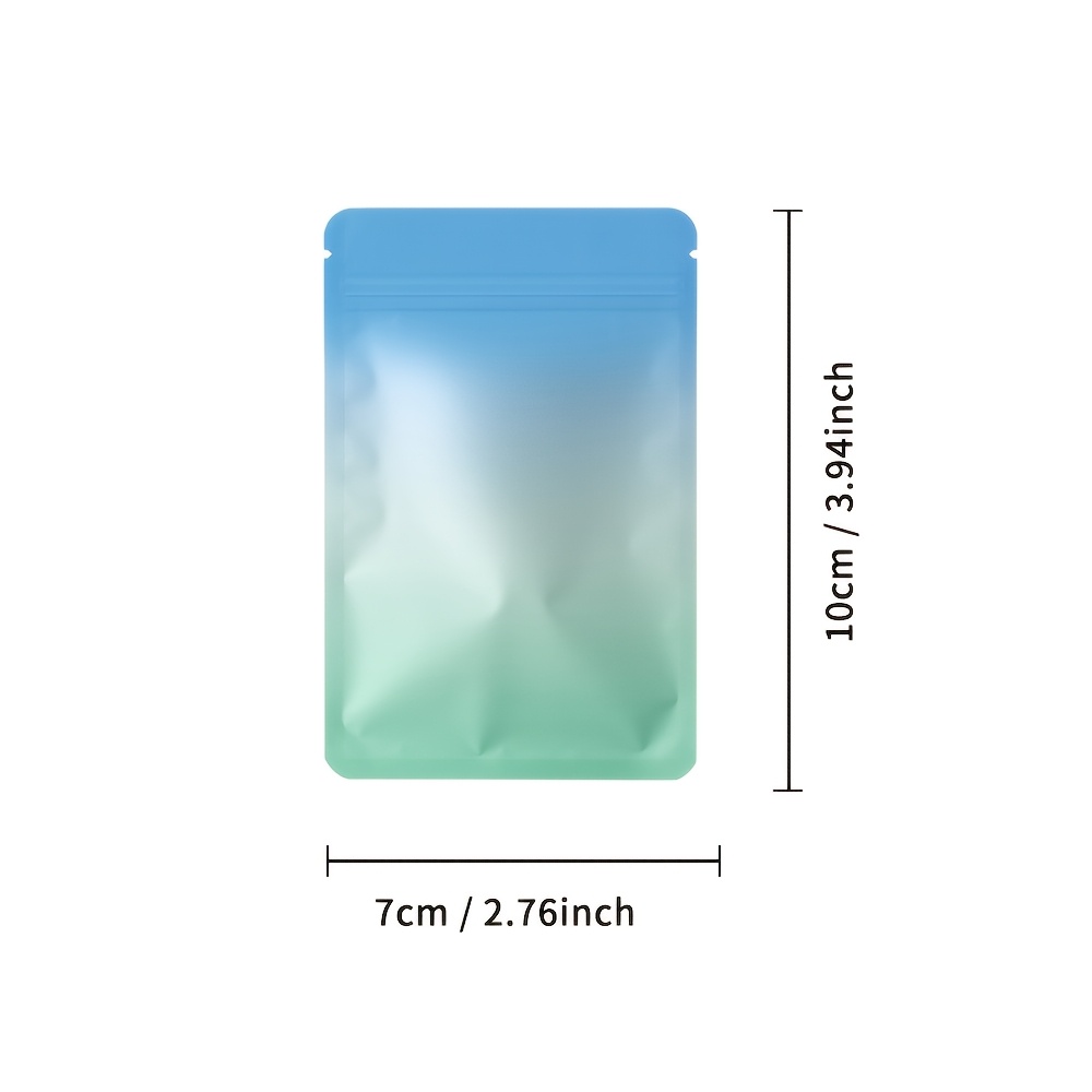 TEMU 50pcs Teal Dual-tone Gradient Colored Bone Bags, Small Jewelry Pouches, Contrast Color Sealable Shrink Wrap Bags, Plastic Bags, Sealed Packaging